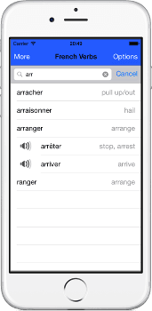 Quickly search for verbs