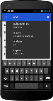 Quickly search for verbs
