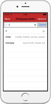 Quickly search for verbs
